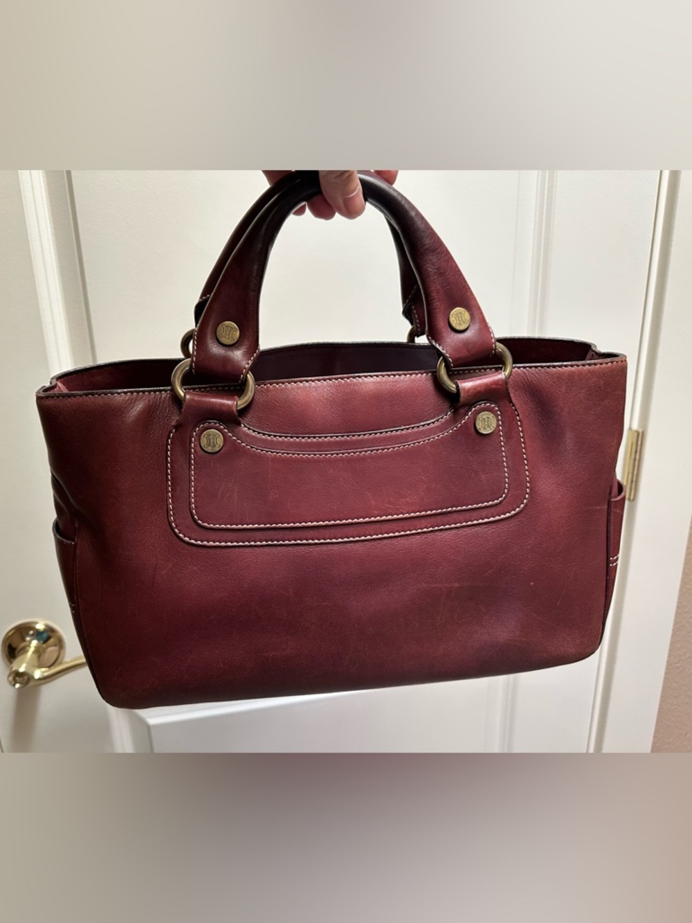 Authentic Celine Burgundy Leather Satchel with Bonus Long Wallet - Picture 16 of 16